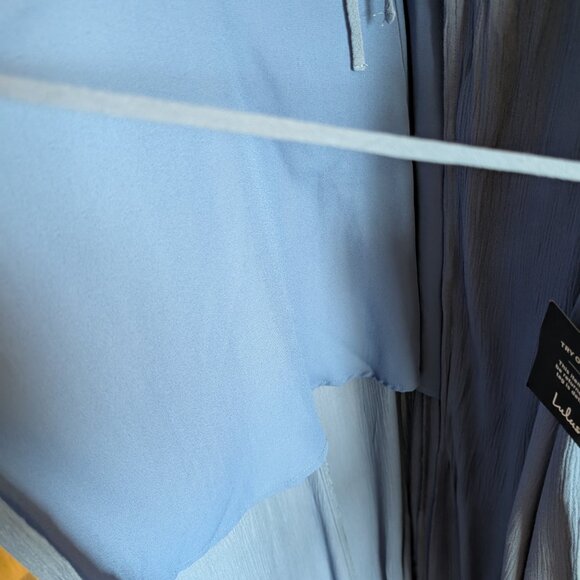 NWT Lulu's Heart of Marigold Denim Blue Wrap Maxi Dress Crepe Size Medium - Picture 12 of 16